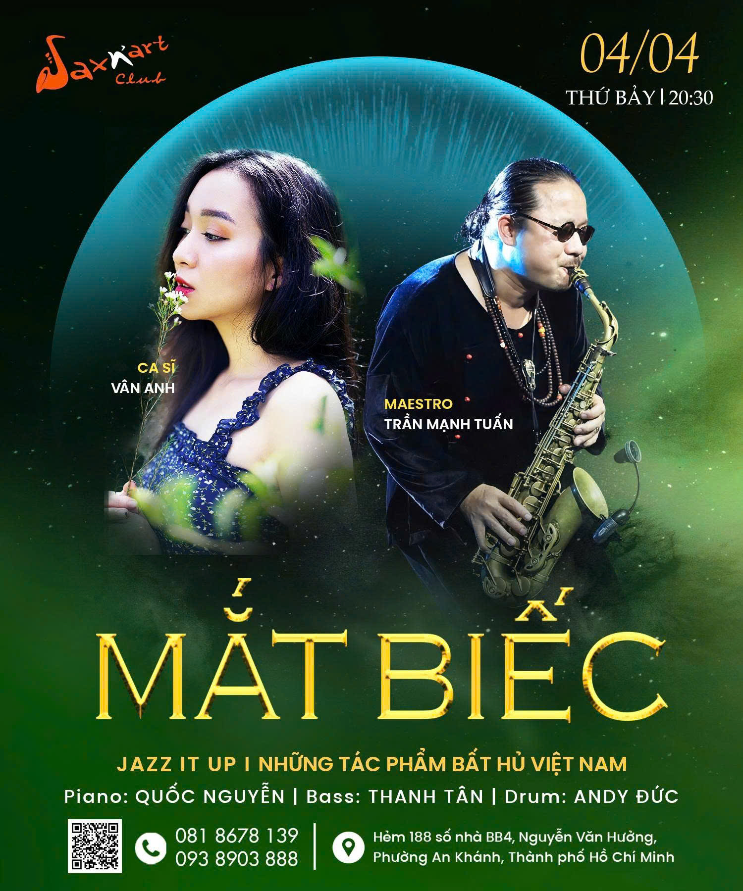 🌙 𝐌𝐀̆́𝐓 𝐁𝐈𝐄̂́𝐂 | 𝐒𝐀𝐗𝐍’𝐀𝐑𝐓 𝐂𝐋𝐔𝐁 📅 𝐓𝐡𝐮̛́ 𝐁𝐚̉𝐲, 𝟎𝟒/𝟎𝟒 | 𝐒𝐡𝐨𝐰𝐭𝐢𝐦𝐞: 𝟗:𝟎𝟎 𝐏𝐌 – 𝟏𝟏:𝟎𝟎 𝐏𝐌